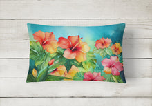 Load image into Gallery viewer, Hawaii Hawaiian Hibiscus in Watercolor Fabric Decorative Pillow