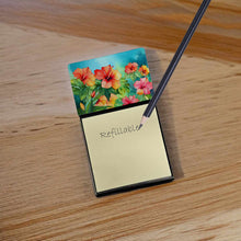 Load image into Gallery viewer, Hawaii Hawaiian Hibiscus in Watercolor Sticky Note Holder- Refiilable Desk Accessory Note Pad