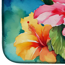 Load image into Gallery viewer, Hawaii Hawaiian Hibiscus in Watercolor Dish Drying Mat