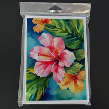 Load image into Gallery viewer, Hawaii Hawaiian Hibiscus in Watercolor Greeting Cards -  Blank Note Cards – 8-Pack of Artist-Designed Cards with Envelopes