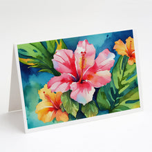 Load image into Gallery viewer, Hawaii Hawaiian Hibiscus in Watercolor Greeting Cards -  Blank Note Cards – 8-Pack of Artist-Designed Cards with Envelopes