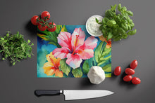 Load image into Gallery viewer, Hawaii Hawaiian Hibiscus in Watercolor Glass Cutting Boards – Durable, Decorative Kitchen Art Large