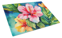 Load image into Gallery viewer, Hawaii Hawaiian Hibiscus in Watercolor Glass Cutting Boards – Durable, Decorative Kitchen Art Large