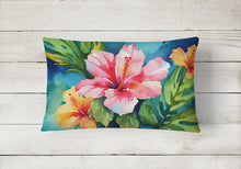 Load image into Gallery viewer, Hawaii Hawaiian Hibiscus in Watercolor Fabric Decorative Pillow