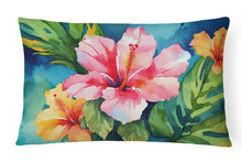 Load image into Gallery viewer, Hawaii Hawaiian Hibiscus in Watercolor Fabric Decorative Pillow