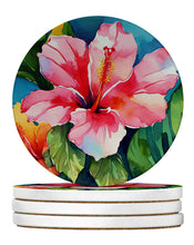 Load image into Gallery viewer, Hawaii Hawaiian Hibiscus in Watercolor Large Sandstone Coasters Pack of 4