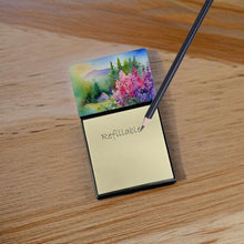 Load image into Gallery viewer, Idaho Syringa in Watercolor Sticky Note Holder- Refiilable Desk Accessory Note Pad