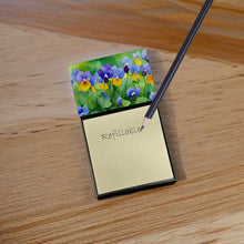 Load image into Gallery viewer, Illinois Violet in Watercolor Sticky Note Holder- Refiilable Desk Accessory Note Pad