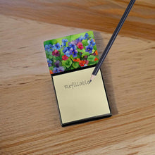Load image into Gallery viewer, Illinois Violet in Watercolor Sticky Note Holder- Refiilable Desk Accessory Note Pad