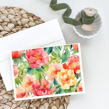 Load image into Gallery viewer, Indiana Peonies in Watercolor Greeting Cards -  Blank Note Cards – 8-Pack of Artist-Designed Cards with Envelopes