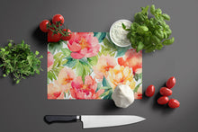 Load image into Gallery viewer, Indiana Peonies in Watercolor Glass Cutting Boards – Durable, Decorative Kitchen Art Large