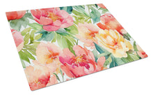 Load image into Gallery viewer, Indiana Peonies in Watercolor Glass Cutting Boards – Durable, Decorative Kitchen Art Large