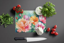 Load image into Gallery viewer, Indiana Peonies in Watercolor Glass Cutting Boards – Durable, Decorative Kitchen Art Large