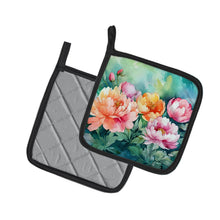 Load image into Gallery viewer, Indiana Peonies in Watercolor Pair of Pot Holders