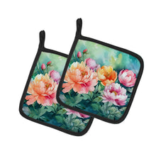 Load image into Gallery viewer, Indiana Peonies in Watercolor Pair of Pot Holders