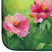Load image into Gallery viewer, Iowa Wild Prairie Roses in Watercolor Dish Drying Mat