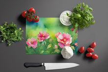 Load image into Gallery viewer, Iowa Wild Prairie Roses in Watercolor Glass Cutting Boards – Durable, Decorative Kitchen Art Large
