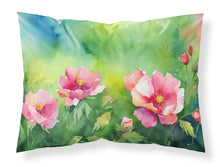 Load image into Gallery viewer, Iowa Wild Prairie Roses in Watercolor Fabric Standard Pillowcase – Artistic Decorative Front, White Back