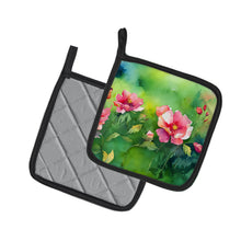 Load image into Gallery viewer, Iowa Wild Prairie Roses in Watercolor Pair of Pot Holders