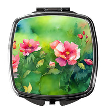 Load image into Gallery viewer, Iowa Wild Prairie Roses in Watercolor Compact Mirror