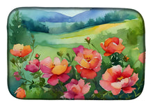 Load image into Gallery viewer, Iowa Wild Prairie Roses in Watercolor Dish Drying Mat