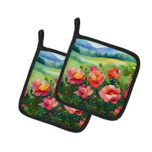 Load image into Gallery viewer, Iowa Wild Prairie Roses in Watercolor Pair of Pot Holders