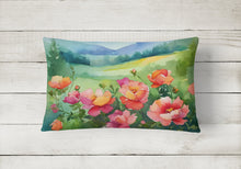 Load image into Gallery viewer, Iowa Wild Prairie Roses in Watercolor Fabric Decorative Pillow