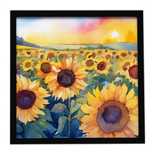 Load image into Gallery viewer, Kansas Sunflowers in Watercolor Framed Metal Print