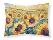 Load image into Gallery viewer, Kansas Sunflowers in Watercolor Fabric Standard Pillowcase – Artistic Decorative Front, White Back