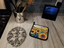 Load image into Gallery viewer, Kansas Sunflowers in Watercolor Pair of Pot Holders