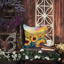 Load image into Gallery viewer, Kansas Sunflowers in Watercolor Throw Pillow