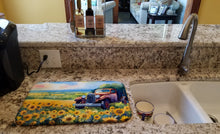 Load image into Gallery viewer, Kansas Sunflowers in Watercolor Dish Drying Mat