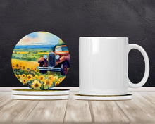 Load image into Gallery viewer, Kansas Sunflowers in Watercolor Large Sandstone Coasters Pack of 4