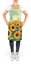 Load image into Gallery viewer, Kansas Sunflowers in Watercolor Apron – Artist-Designed Kitchen, BBQ &amp; Craft Apron