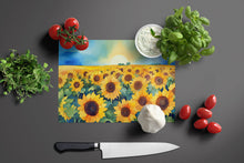 Load image into Gallery viewer, Kansas Sunflowers in Watercolor Glass Cutting Boards – Durable, Decorative Kitchen Art Large