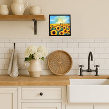 Load image into Gallery viewer, Kansas Sunflowers in Watercolor Framed Metal Print