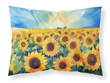 Load image into Gallery viewer, Kansas Sunflowers in Watercolor Fabric Standard Pillowcase – Artistic Decorative Front, White Back