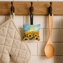 Load image into Gallery viewer, Kansas Sunflowers in Watercolor Hanging Square Fabric Ornament 3.5 × 3.5