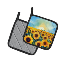 Load image into Gallery viewer, Kansas Sunflowers in Watercolor Pair of Pot Holders