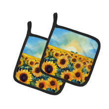 Load image into Gallery viewer, Kansas Sunflowers in Watercolor Pair of Pot Holders