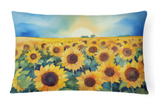 Load image into Gallery viewer, Kansas Sunflowers in Watercolor Fabric Decorative Pillow