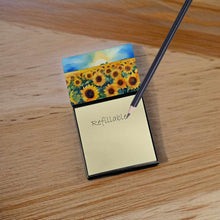 Load image into Gallery viewer, Kansas Sunflowers in Watercolor Sticky Note Holder- Refiilable Desk Accessory Note Pad