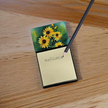Load image into Gallery viewer, Kentucky Goldenrod in Watercolor Sticky Note Holder- Refiilable Desk Accessory Note Pad
