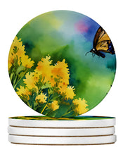 Load image into Gallery viewer, Kentucky Goldenrod in Watercolor Large Sandstone Coasters Pack of 4