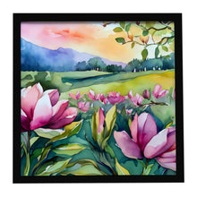 Load image into Gallery viewer, Louisiana Magnolias in Watercolor Framed Metal Print