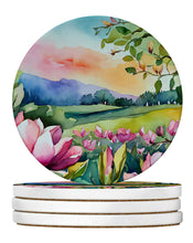 Load image into Gallery viewer, Louisiana Magnolias in Watercolor Large Sandstone Coasters Pack of 4