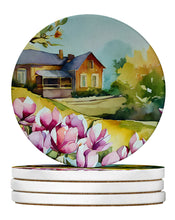 Load image into Gallery viewer, Louisiana Magnolias in Watercolor Large Sandstone Coasters Pack of 4
