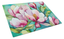 Load image into Gallery viewer, Louisiana Magnolias in Watercolor Glass Cutting Boards – Durable, Decorative Kitchen Art Large