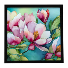 Load image into Gallery viewer, Louisiana Magnolias in Watercolor Framed Metal Print