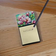 Load image into Gallery viewer, Louisiana Magnolias in Watercolor Sticky Note Holder- Refiilable Desk Accessory Note Pad